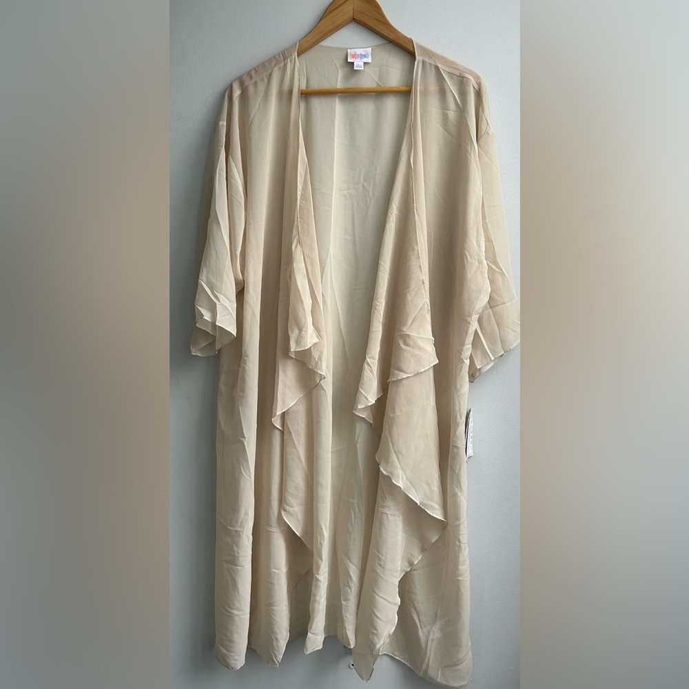 LULAROE womens size L Shirley cream colored sheer wrap / bathing suit cover
